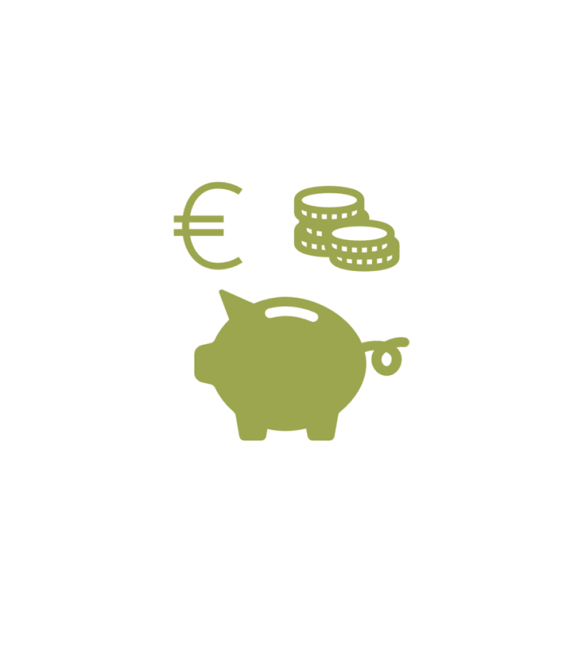 Icon mit Sparschwein, Geld und Euro-Symbol